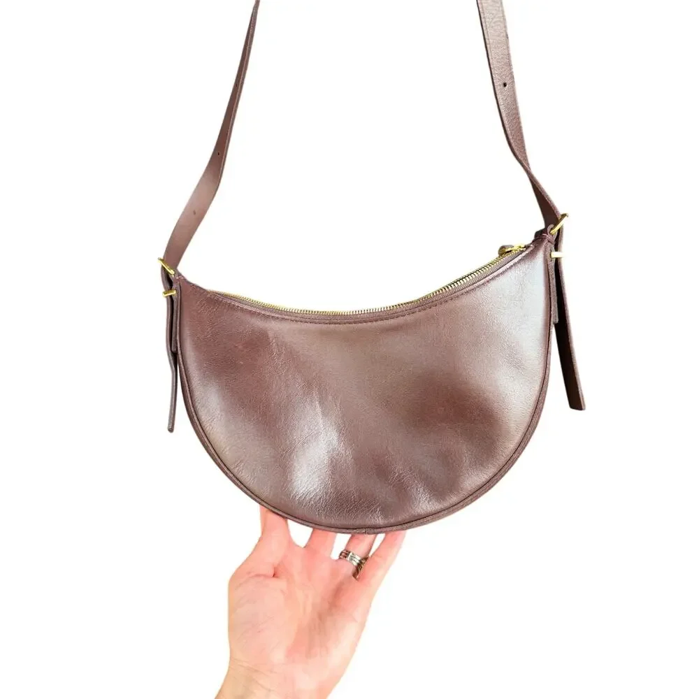 Madewell The Essential Leather Crescent Bag Cocoa Chocolate Brown